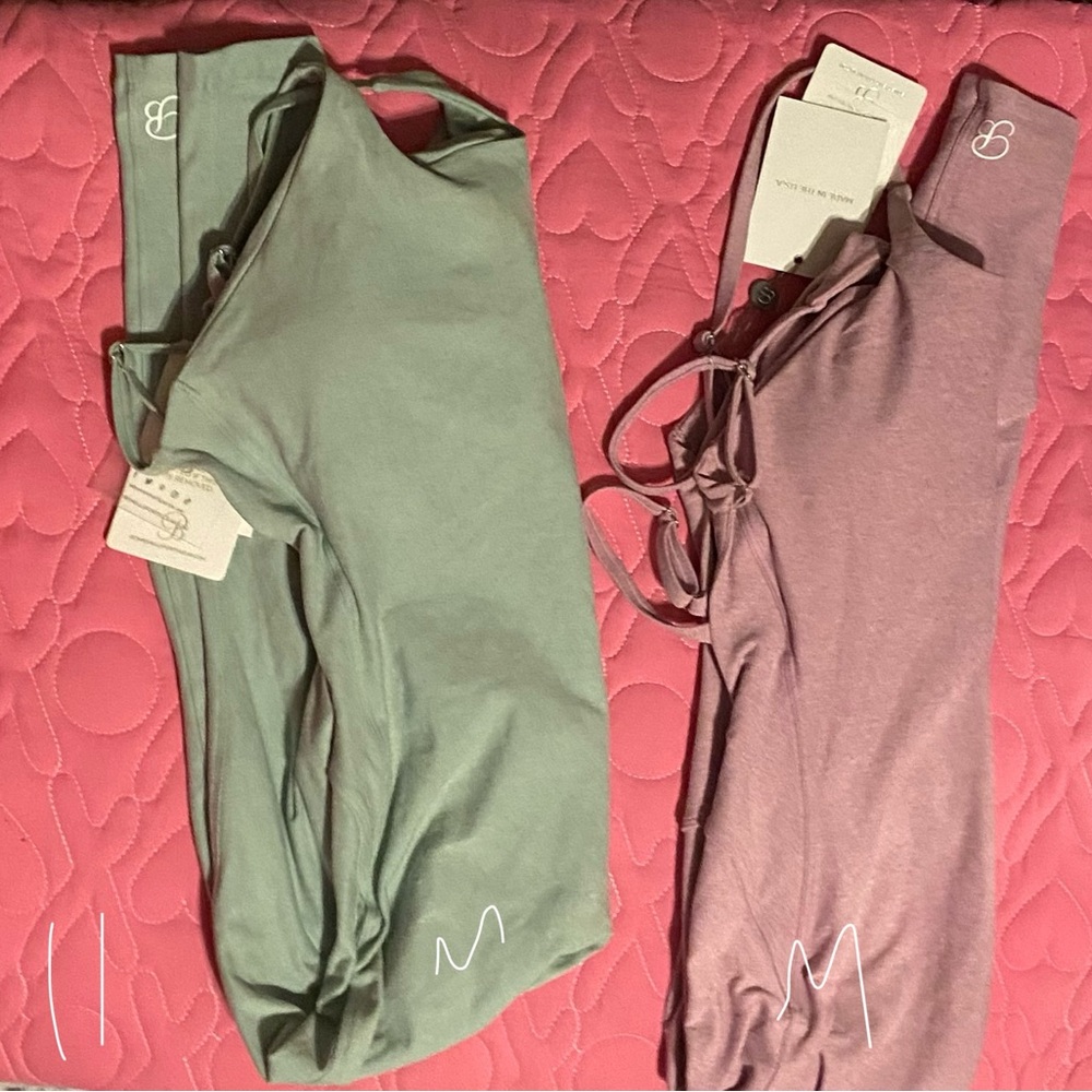 Green and Purple Leggings Set bombshell sportswear bunny suits. Brand new
